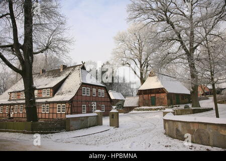 Niederhaverbeck, Lüneburger Heide im Winter, Niedersachsen, Deutschland Banque D'Images