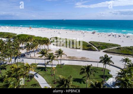 Miami Beach Florida, Parc Lummus, Océan Atlantique, plage publique, vue aérienne au-dessus, eau, FL170115004 Banque D'Images