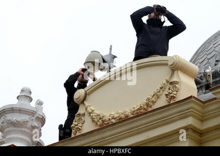 Malaga, Espagne. 20 Février, 2017. Mesures de haute sécurité à la XXVE sommet hispanique français dans la ville de Málaga, Andalousie, Espagne : Crédit - Photos Lorenzo Carnero/ZUMA/Alamy Fil Live News Banque D'Images