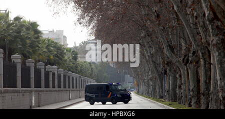 Malaga, Espagne. 20 Février, 2017. Mesures de haute sécurité à la XXVE sommet hispanique français dans la ville de Málaga, Andalousie, Espagne : Crédit - Photos Lorenzo Carnero/ZUMA/Alamy Fil Live News Banque D'Images