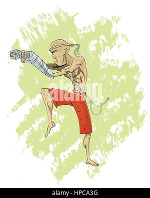 Cool cartoon muay thai fighter layer illustration Illustration de Vecteur