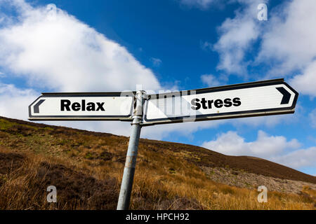 Stress Relax concept signe reste à se remettre de stress Le stress de la vie quotidienne travail pressions pression Banque D'Images