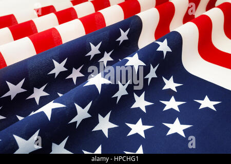 Close-up photo de stars and stripes United States of America noir plissé Banque D'Images