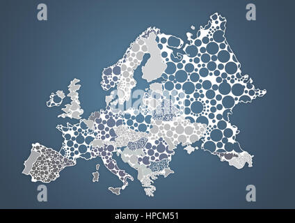 Couleur Pays Carte d'Europe en couleur gris Banque D'Images