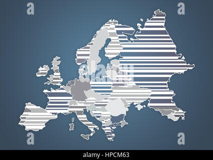 Couleur Pays Carte d'Europe en couleur gris Banque D'Images