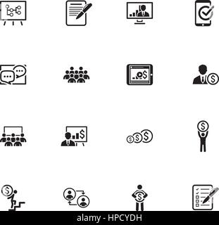 Business Coaching Icon Set. L'apprentissage en ligne. Illustration de Vecteur