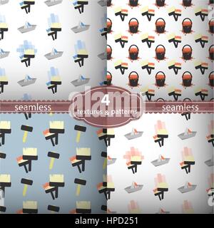 Motif transparente quatre morceaux. les pinceaux et la peinture. Illustrations utilisées pour l'impression, site web, smartphone, wallpaper, ornements, décorations, etc. Illustration de Vecteur