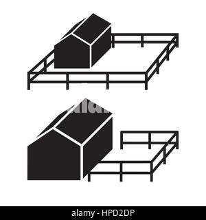 Maison de l'icône simple ossature avec clôture. Sécurité à la maison de l'immobilier ou logo. Illustration de Vecteur