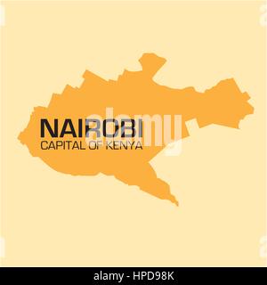 Contour plan simple de Nairobi la capitale du Kenya Illustration de Vecteur