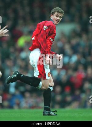 OLE GUNNAR SOLSKJAER MANCHESTER UNITED FC 16 mars 1997 Banque D'Images