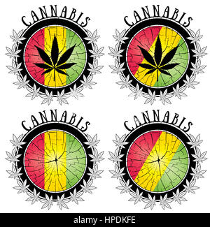 Cannabis marijuana jamaïcaine feuilles couleurs drapeau Banque D'Images