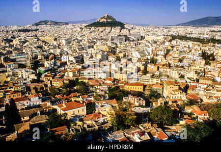 Athènes comme vu de l'Acropole, Athènes, Grèce, Europe Banque D'Images