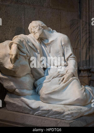 Le Christ à l'agonie par Vallet, à l'intérieur de la cathédrale Saint-Jean-Baptiste, Nantes, France. Banque D'Images