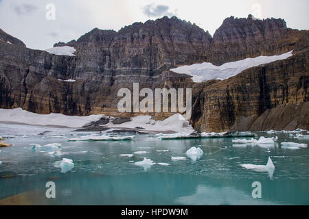 Glacier Grinnell et supérieure Grinnell Lake at Glacier National Park dans le Montana. Banque D'Images