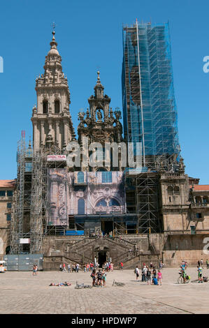 Travaux de restauration de la cathédrale, Saint Jacques de Compostelle, La Corogne province, région de la Galice, Espagne, Europe Banque D'Images