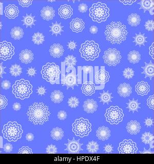 Voir Modèle transparent flocons sur fond de ciel bleu. Noël hiver texture naturelle Illustration de Vecteur