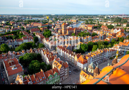 Gdańsk, vue de l'église de la Vierge Marie, les pignons des marchands, juridique ville, Vieille Ville de Gdansk, Gdansk, en Voïvodie Pomorskie,,, Banque D'Images