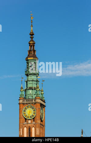 Hôtel de ville et la Langgasse, Rathausturm, Gdańsk, Gdansk, en Voïvodie Pomorskie, Pologne, Banque D'Images