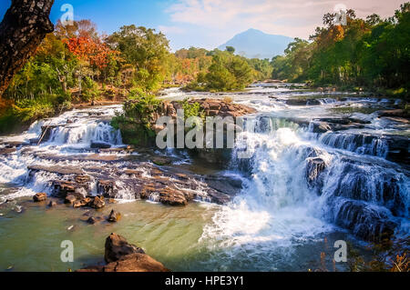 Belle cascade de Tad Lo sur le Plateau des Bolavens au Laos Banque D'Images