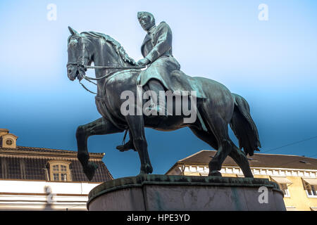 Statue équestre d'un monté le roi Christian X, Copenhague, Cheval et cavalier Banque D'Images