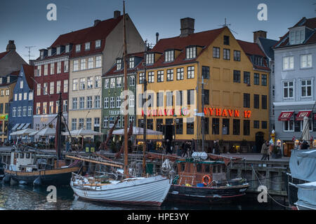 17 quai de Nyhavn Copenhague vue d'hiver Banque D'Images