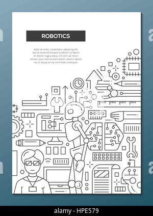 Robotique - brochure design ligne modèle d'affiche A4 Illustration de Vecteur