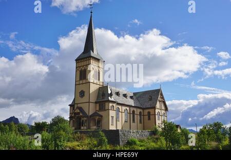 L'église Vagan, surnommée la Cathédrale des Lofoten, en Norvège, Kabelvag Banque D'Images