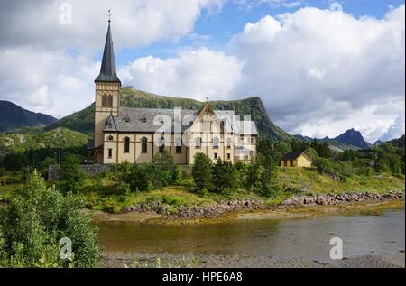 L'église Vagan, surnommée la Cathédrale des Lofoten, en Norvège, Kabelvag Banque D'Images