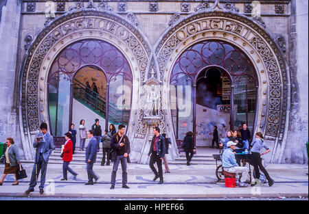 Entrée de la gare de Rossio, Lisbonne, Portugal Banque D'Images