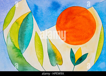 Aquarelle de Heidrun pour Füssenhäuser le Psaume 23, il restaure mon âme, Banque D'Images