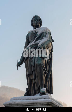 Statue de Wolfgang Amadeus Mozart à Salzbourg, Autriche Banque D'Images