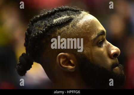 Nymburk, République tchèque. Feb 21, 2017. Howard Sant-Roos de Nymburk au cours de la Ligue des Champions masculine de basketball Nymburk match play off vs Dinamo Sassari à Nymburk, en République tchèque, le 21 février 2017. Photo : CTK Josef Vostarek/Photo/Alamy Live News Banque D'Images