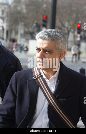 Londres, Royaume-Uni. Feb 22, 2017. Le maire de Londres Sadiq Khan arrive au Parlement de Westminster : Crédit amer ghazzal/Alamy Live News Banque D'Images