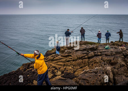 Les pêcheurs de la Baie des Sables spéciaux,AV de la Pierre Longue, Le Croisic, Guérande, Loire Atlantique, France Banque D'Images