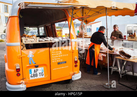 Dans le marché de Port Joinville, Ile d' Yeu, Vendée, France Banque D'Images