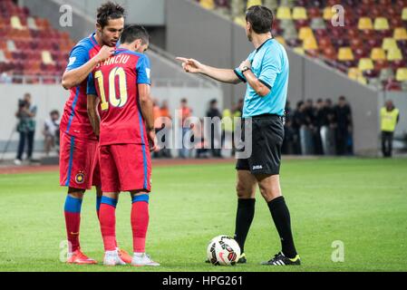 11 juillet 2015 : Gabriel Iancu Nicolae Stanciu # 80 et # 10 de la FCSB durant la Liga Football Profesionista de Foteballe Roumanie LPF - FC Steaua Bucarest vs d'arrière à l'arène nationale, Bucarest, Roumanie ROU. Foto : Catalin Soare Banque D'Images