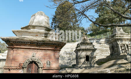 Les bâtiments historiques et de l'artisanat à l'intérieur du temple Pasupatinath à Katmandou, au Népal. Banque D'Images