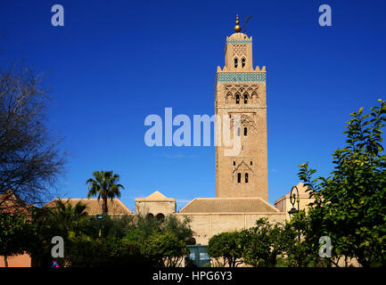 Mosquée Koutubia et minarett, Marrakech, Maroc Banque D'Images