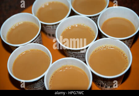 Thé servi dans une tasse à usage unique Banque D'Images