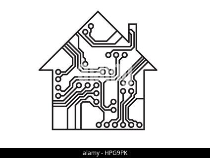 Ménage à puce, vecteur de circuit imprimé simple Illustration de Vecteur