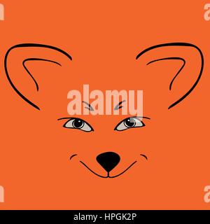 Red Fox animal tête yeux malicieux. Illustration de Vecteur