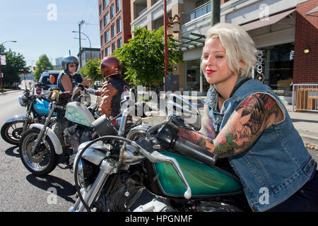 Les amateurs de motos à Vancouver Banque D'Images