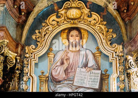 Prague, République tchèque - Le 8 octobre 2014 : Intérieur de l'église baroque de Saint Nicolas - Place de la Vieille Ville à Prague, en République tchèque. La fresque représentant Banque D'Images