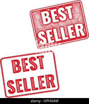 Texture réaliste vector stamp best-seller. Timbre rouge avec les mots les plus vendus Illustration de Vecteur