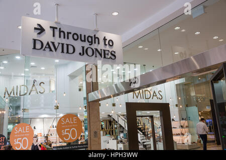 David Jones Department store connexion Pitt Street Mall centre commercial dans le centre-ville de Sydney, Nouvelle Galles du Sud, Australie Banque D'Images