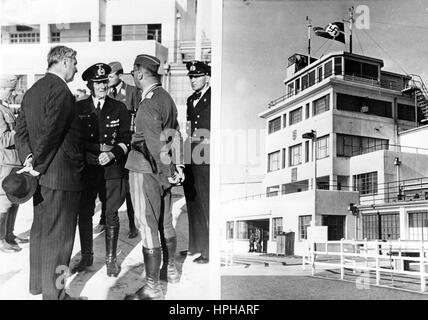 L'image de propagande nazie dépeint comment le maire du Jersey de la Manche engage l'île au Besatzungskommando allemand (commandant d'occupation) après que les Allemands ont occupé l'île. La photo a été prise sur le Jersey de la Manche et a été publiée en juillet 1940. Fotoarchiv für Zeitgeschichte - PAS DE SERVICE DE FIL - | utilisation dans le monde entier Banque D'Images