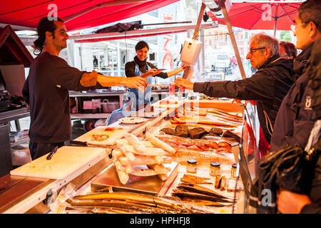 Marché de poissons, Bergen, Norvège. Banque D'Images