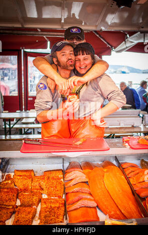 Marché de poissons, Bergen, Norvège. Banque D'Images