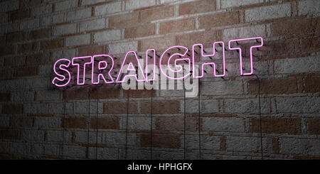 Droit - Glowing Neon Sign sur mur en pierre - rendu 3D illustration libres de droits. Peut être utilisé pour des bannières publicitaires en ligne et de publipostage. Banque D'Images