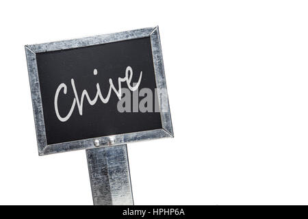 Usine de Blackboard etiquette pour la ciboulette Banque D'Images